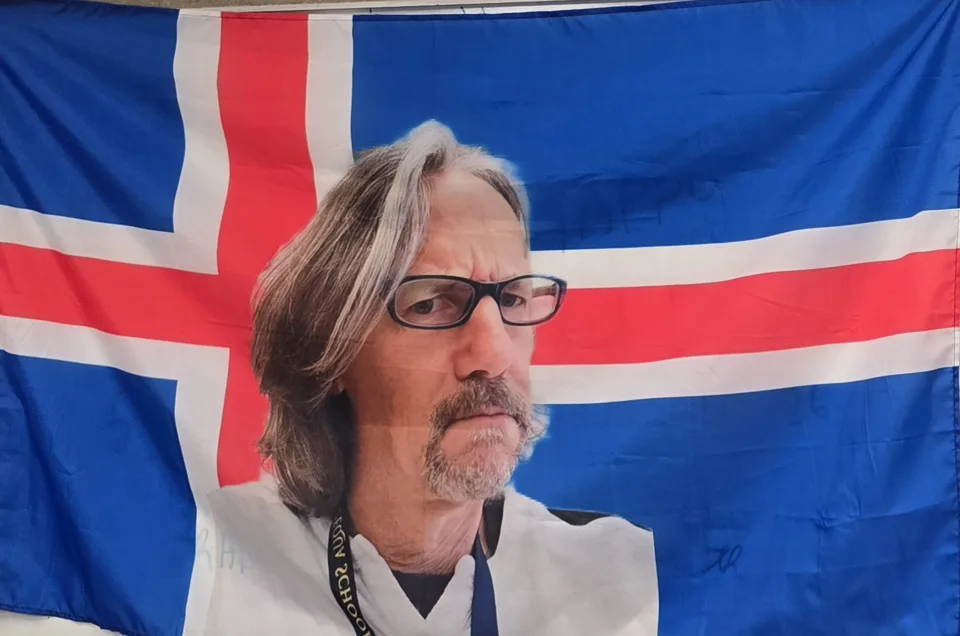 Mr. Diehl on the Iceland flag